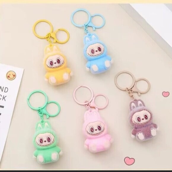New Popular Hot! mini brown Mocha bunny Labubu Baby keychain dangeler figure - Picture 3 of 3
